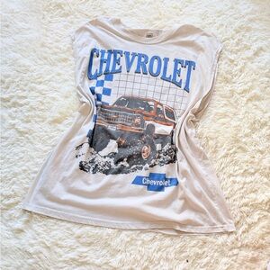 White Oversized Sleeveless Graphic T-Shirt